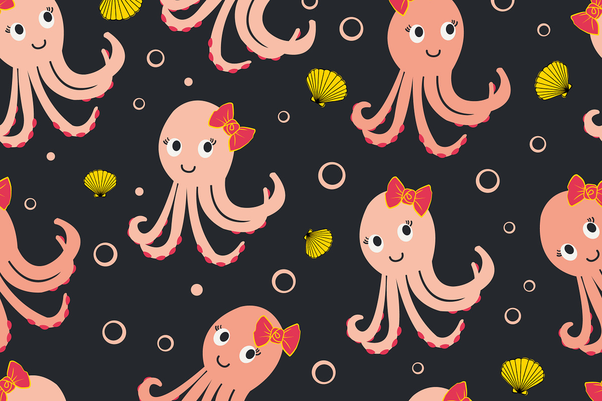 Girly Octopus Seamless Pattern in Patterns - product preview 8