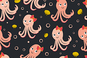 Girly Octopus Seamless Pattern