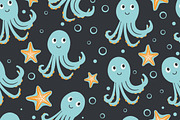 Boy Octopus Seamless Pattern