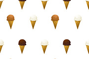 Ice cream cone on white pattern