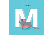 Mouse with Letter M Isolated. ABC