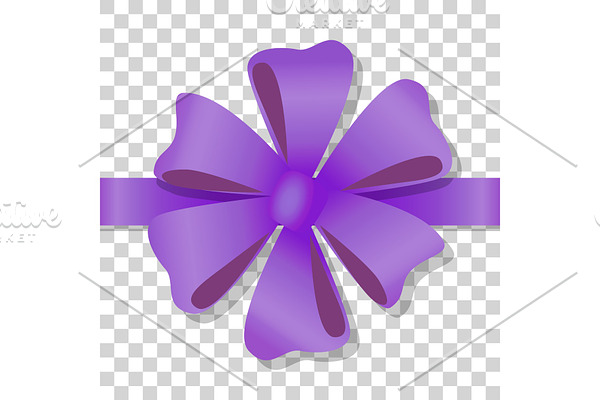 Purple Flower Bow on Transparent