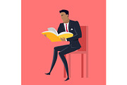Reading Books Concept Vector in Flat
