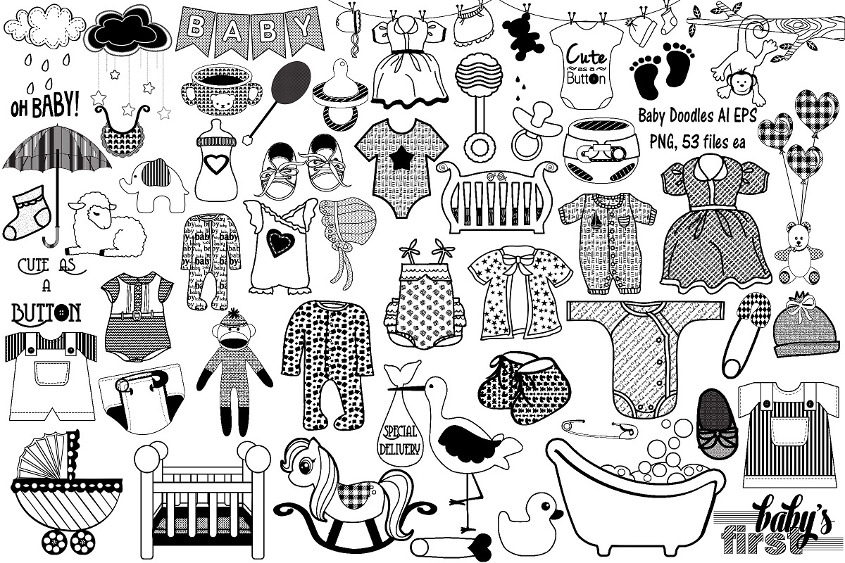 Baby Items Doodles AI EPS PNG in Illustrations - product preview 8