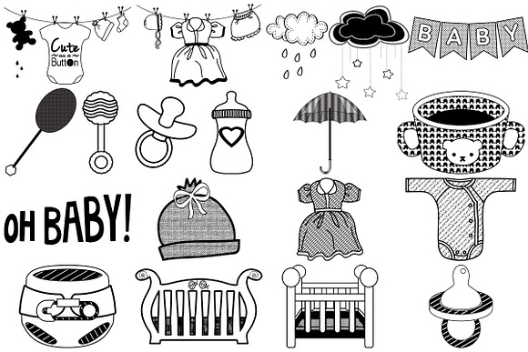 Baby Items Doodles AI EPS PNG in Illustrations - product preview 1