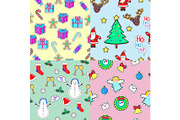 Seamless patterns set in flat style