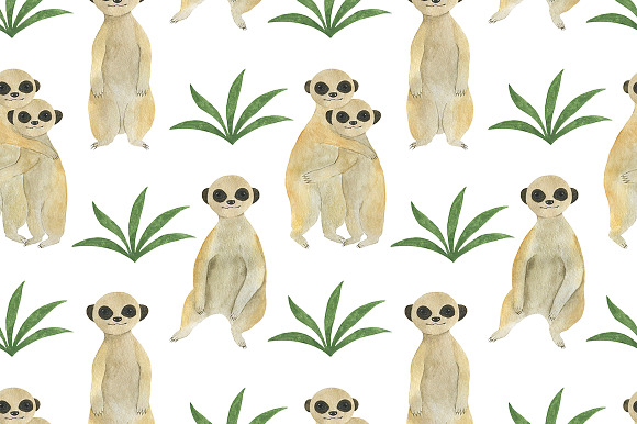 Set meerkats watercolor illustration in Illustrations - product preview 2