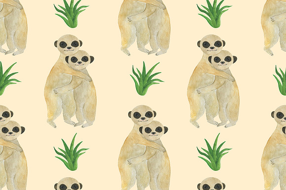Set meerkats watercolor illustration in Illustrations - product preview 3