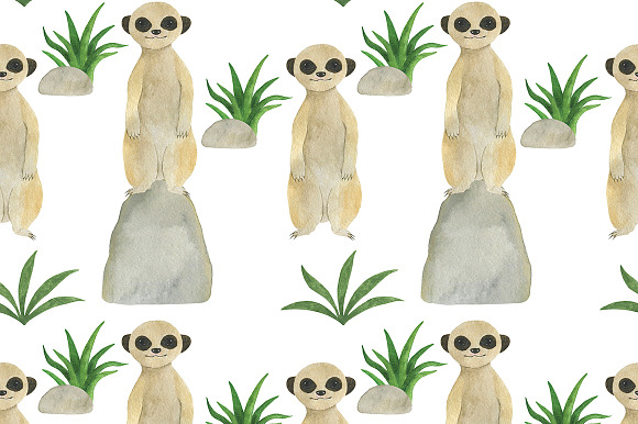 Set meerkats watercolor illustration in Illustrations - product preview 4