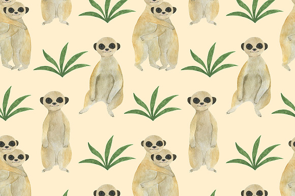 Set meerkats watercolor illustration in Illustrations - product preview 5
