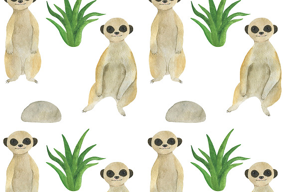 Set meerkats watercolor illustration in Illustrations - product preview 7