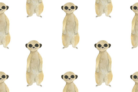 Set meerkats watercolor illustration in Illustrations - product preview 9