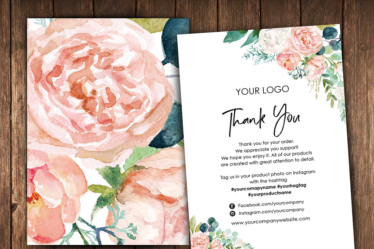 Watercolour Thank You Card ID12 in Postcard Templates - product preview 8