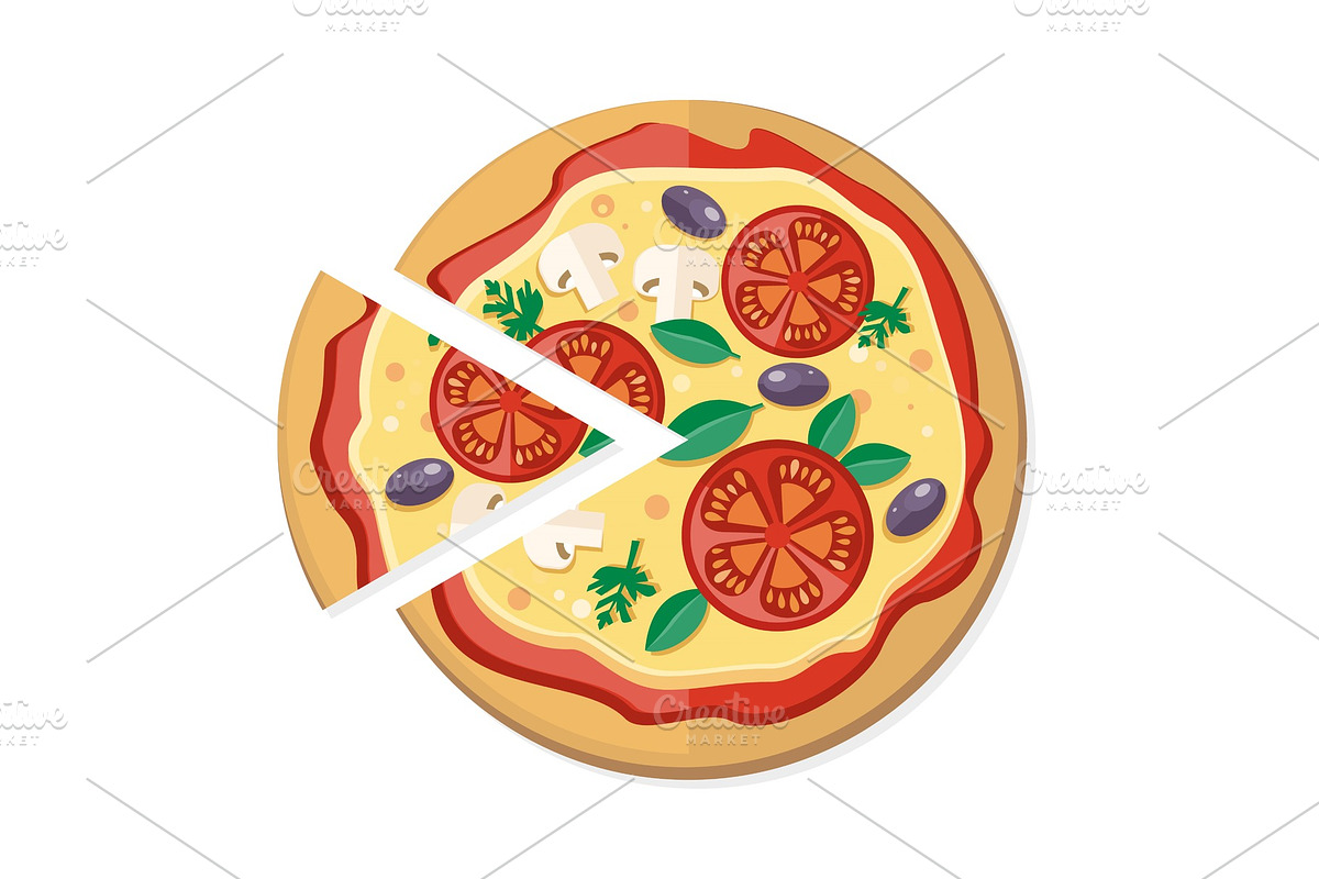 Pizza with Tomatoes, Olives in Illustrations - product preview 8