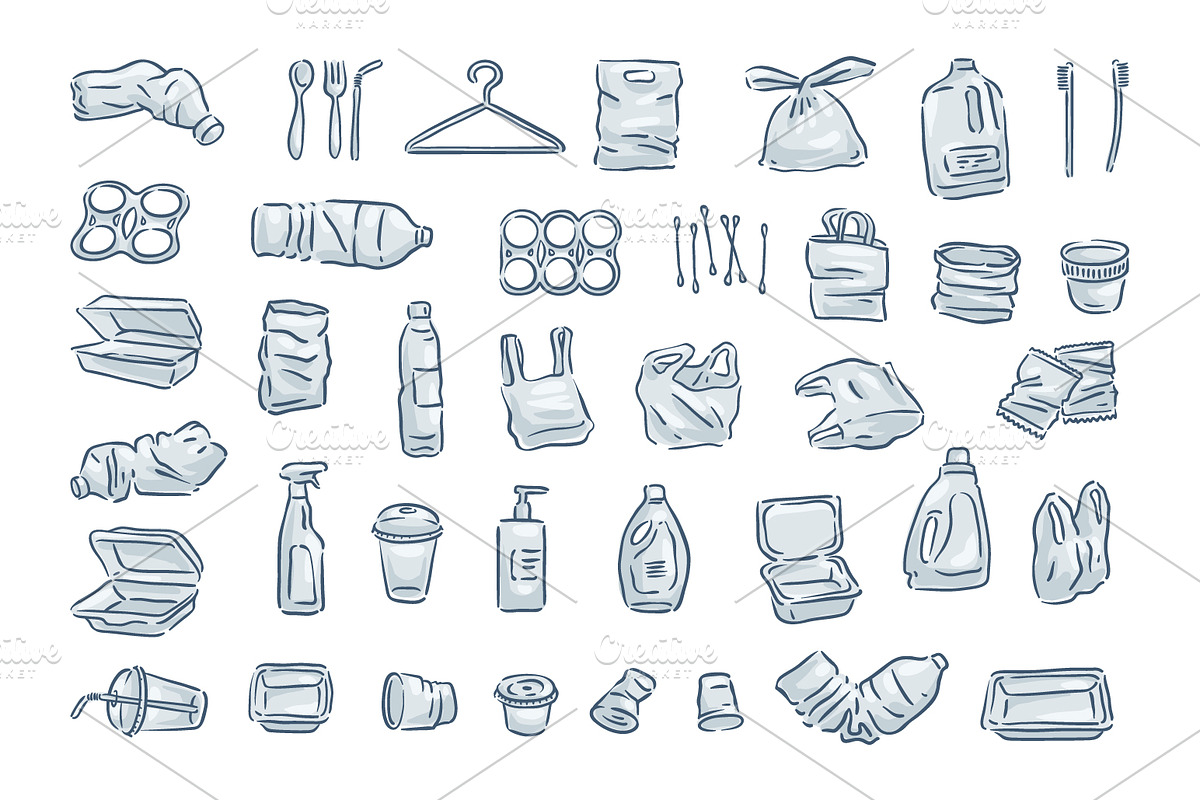 Plastic trash icon set in Icons - product preview 8
