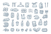 Plastic trash icon set