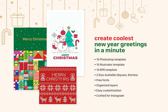 Christmas Greeting Card in Instagram Templates - product preview 1