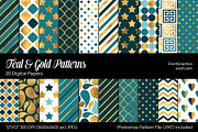 Teal And Gold Digital Papers