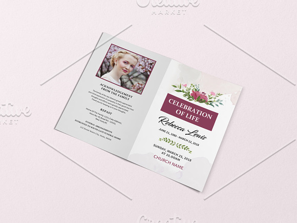 Funeral Program Template-V971 in Brochure Templates - product preview 2