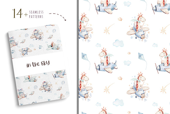 In the sky. Watercolor collection in Illustrations - product preview 10