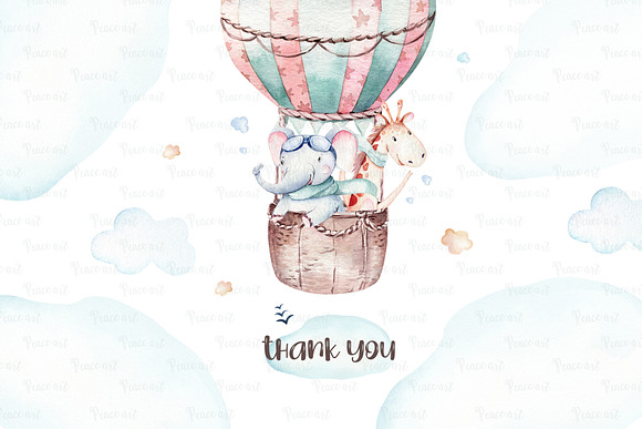 In the sky. Watercolor collection in Illustrations - product preview 12