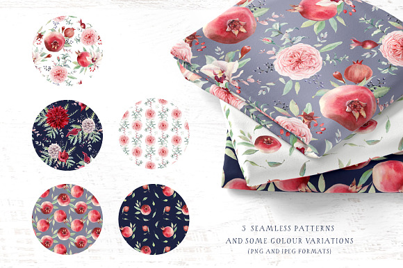 POMEGRANATE SEASON Watercolor set in Illustrations - product preview 6