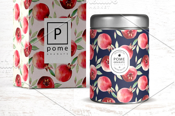 POMEGRANATE SEASON Watercolor set in Illustrations - product preview 7