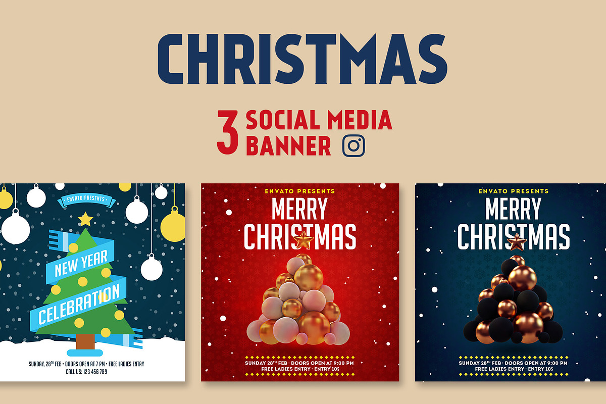 Merry Christmas Instagram Banner in Flyer Templates - product preview 8