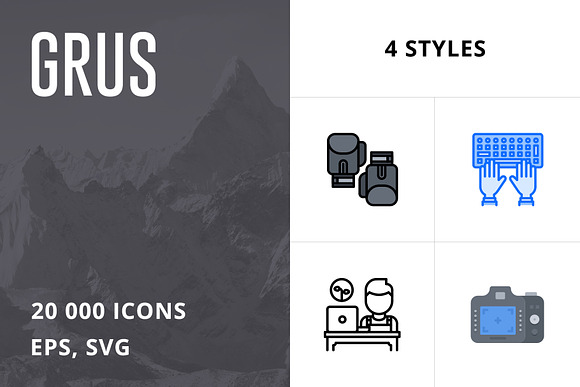 20 000 GRUS Icons. 4 Syles in Icons - product preview 9