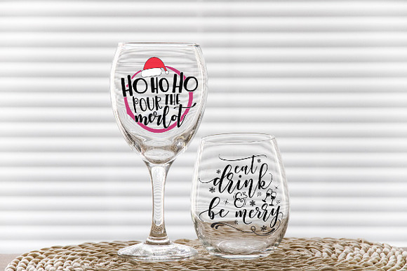 Wine glass + stemless tumbler mockup in Product Mockups - product preview 3
