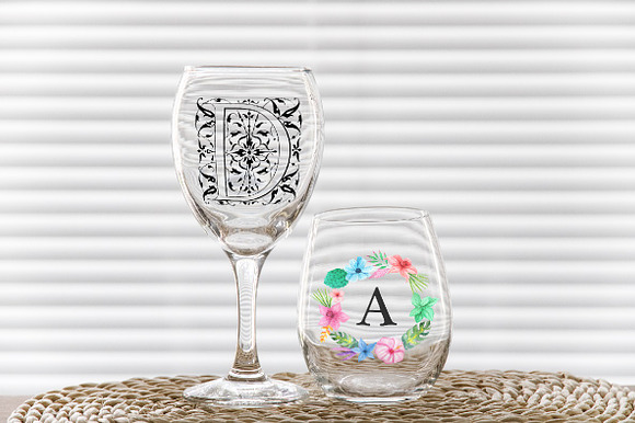 Wine glass + stemless tumbler mockup in Product Mockups - product preview 4