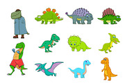 Cartoon Cute Dinosaurs set