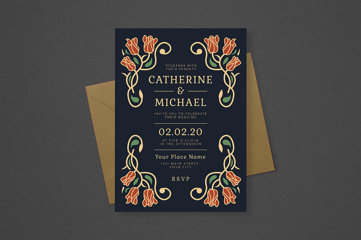 Vintage Floral Wedding Invitation in Wedding Templates - product preview 8