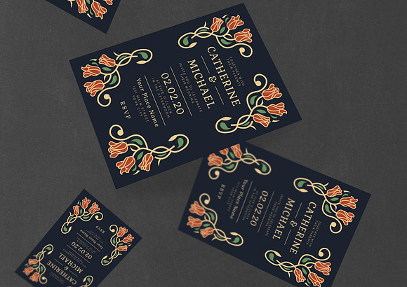 Vintage Floral Wedding Invitation in Wedding Templates - product preview 1