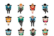 Sitting business people icons