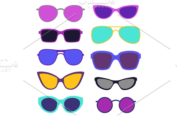 Set of stylish sunglasses.