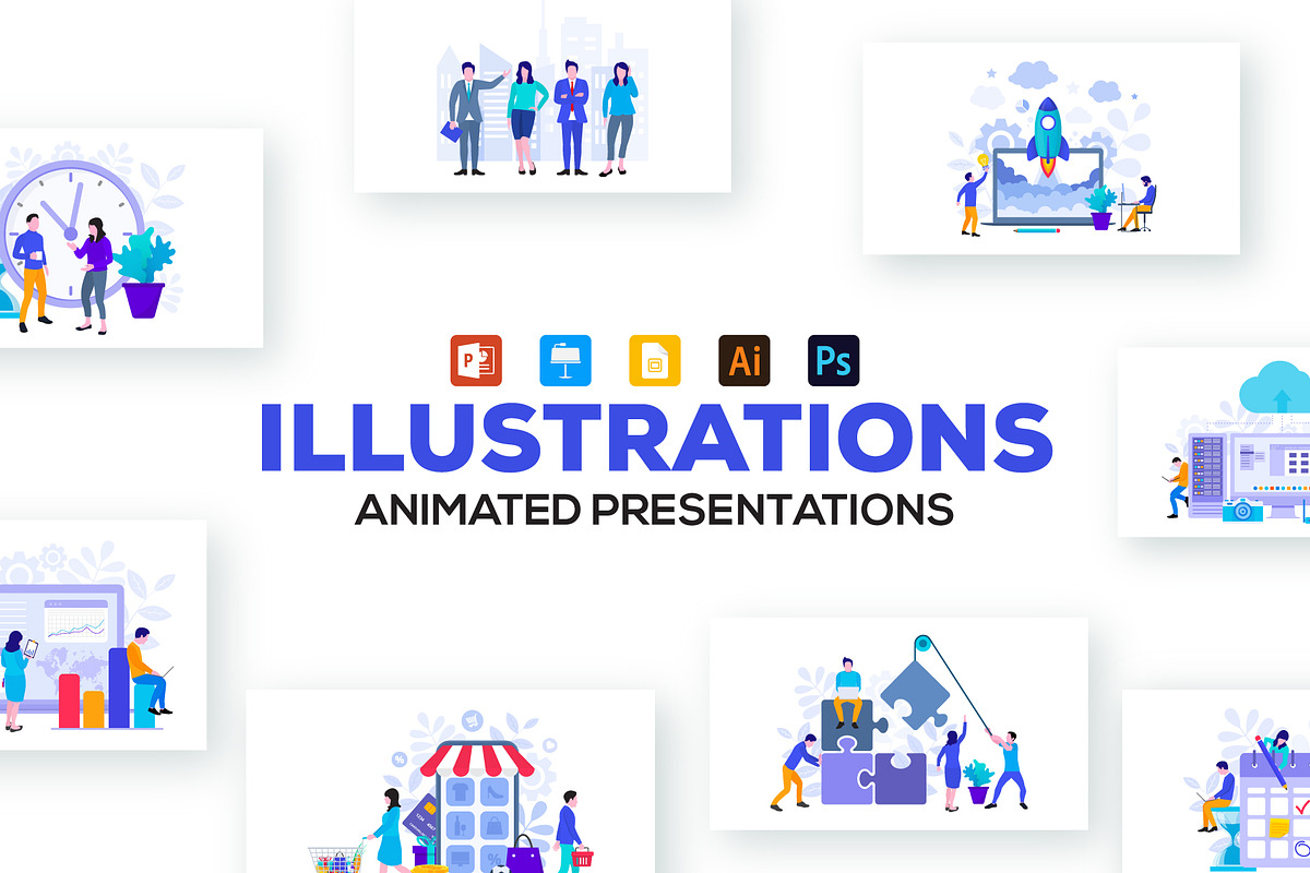 Flat animated illustrations in Illustrations - product preview 8