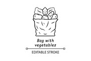Bag with vegetables linear icon