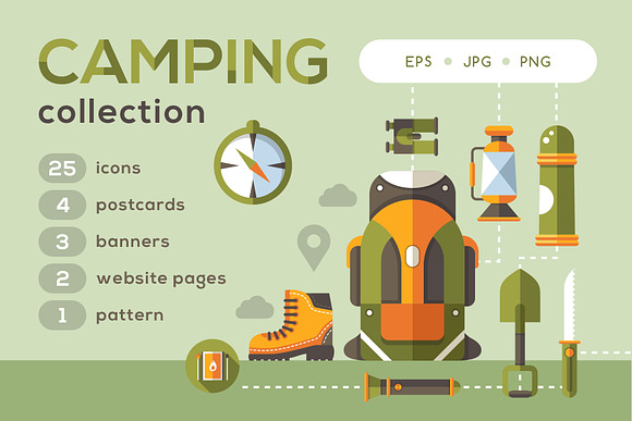 Box of Camping Graphic Elements in Infographic Icons - product preview 12