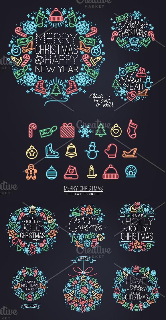 Christmas Flat Symbols in Christmas Icons - product preview 1