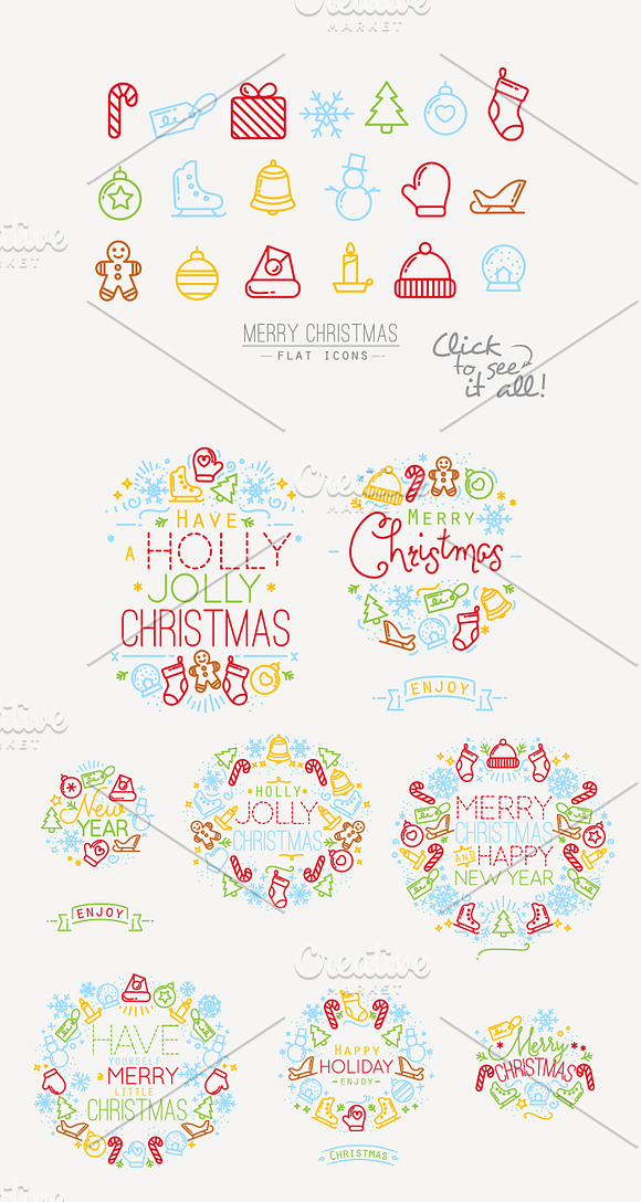 Christmas Flat Symbols in Christmas Icons - product preview 3
