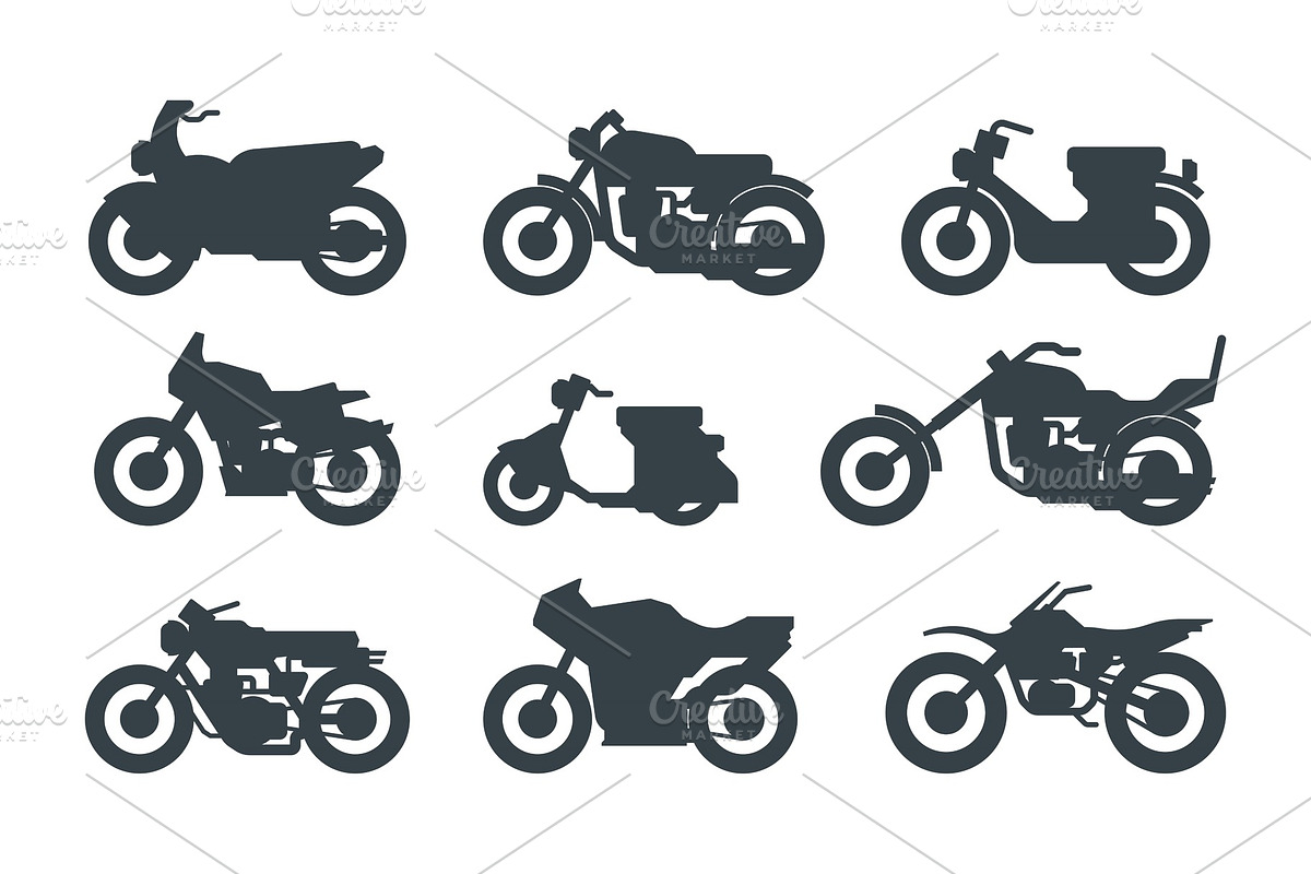 Different motorized vehicles black in Illustrations - product preview 8