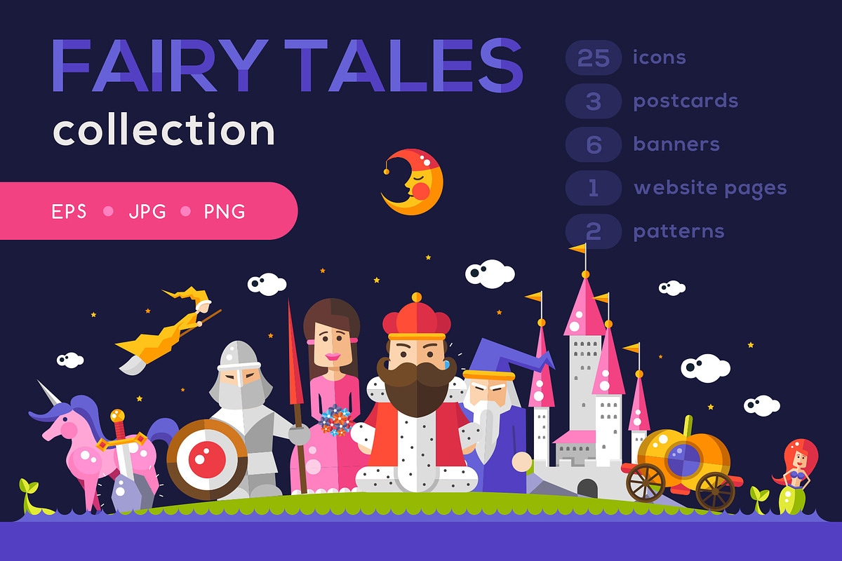 Fairy Tales Elements in Flat Style in Web Elements - product preview 8