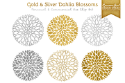 Gold and Silver Dahlia Blossoms