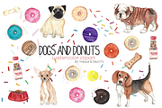 Watercolor Clip Art - Dogs n Donuts