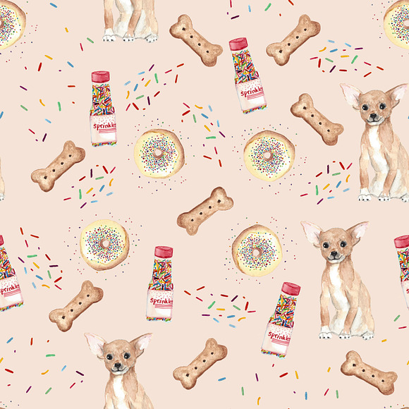 Watercolor Clip Art - Dogs n Donuts in Illustrations - product preview 1