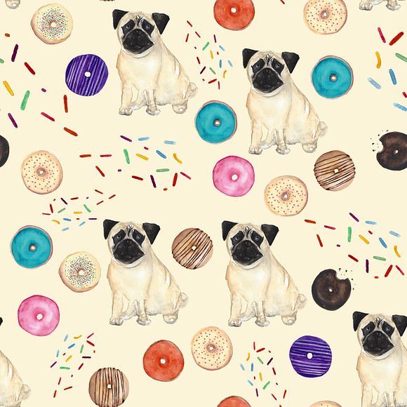 Watercolor Clip Art - Dogs n Donuts in Illustrations - product preview 2