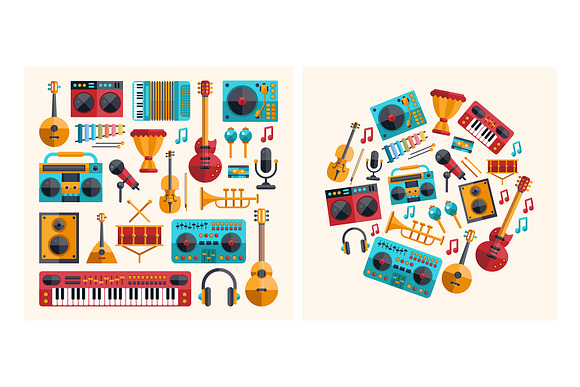 Music Party Flat Style Bundle in Web Elements - product preview 7