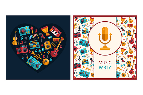 Music Party Flat Style Bundle in Web Elements - product preview 8