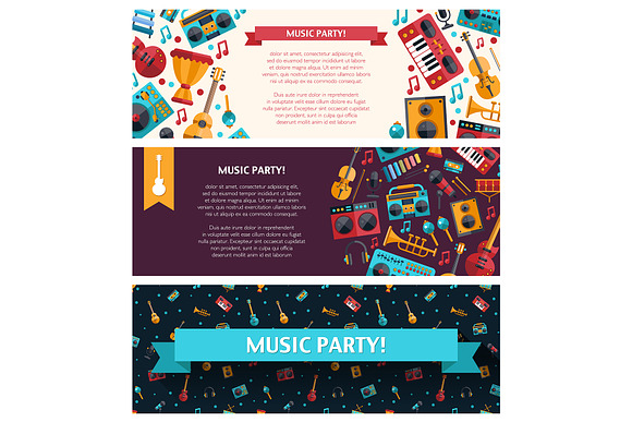 Music Party Flat Style Bundle in Web Elements - product preview 10